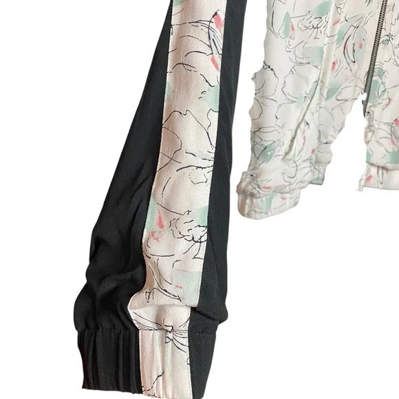 Sanctuary, black,white floral,lightweight,track, zip front bomber jacket SZ-S - Picture 5 of 7